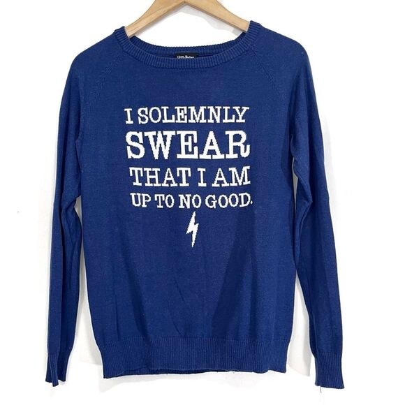 Harry Potter I Solemnly Swear That I Am Up To No Good Sweater Blue S - Picture 1 of 7
